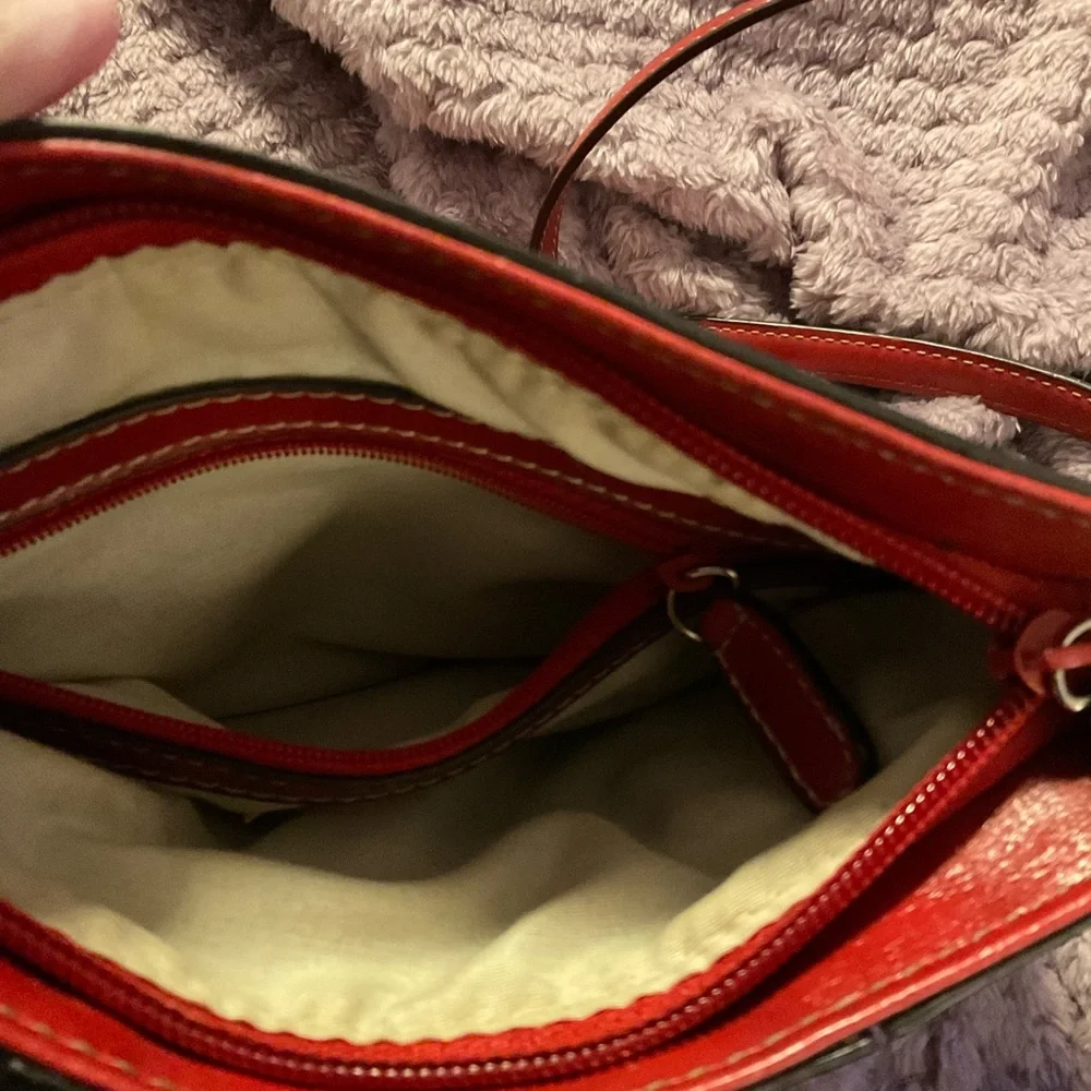 Nine West Dark Red Crossbody Bag Faux Leather Adjustable Strap 8 X 9” - Picture 5 of 8